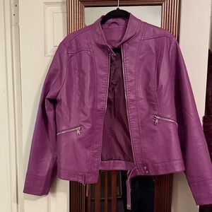 Elegant Purple Leather Jacket for Women